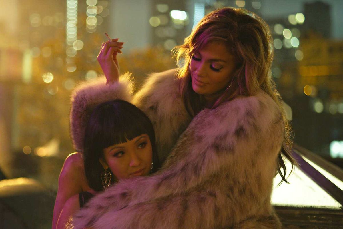 Constance Wu and Jennifer Lopez in “Hustlers.”