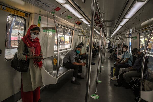 Commuters this month in New Delhi, which has been hit hard by the coronavirus pandemic. Leaders at the Group of 7 summit hope to blunt the impact of future outbreaks with additional resources.